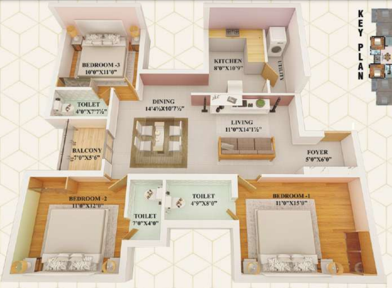 3DFloorPlan of KB Courtyard