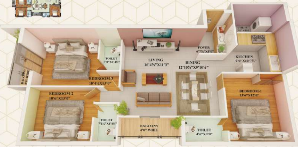3DFloorPlan of KB Courtyard