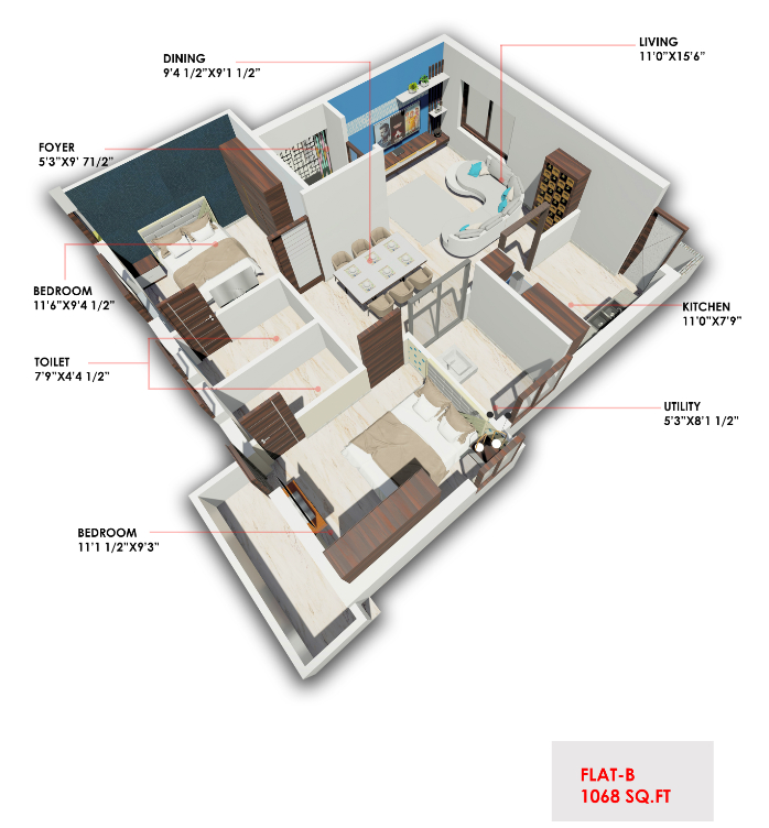 3DFloorPlan of Bluetique Enclave