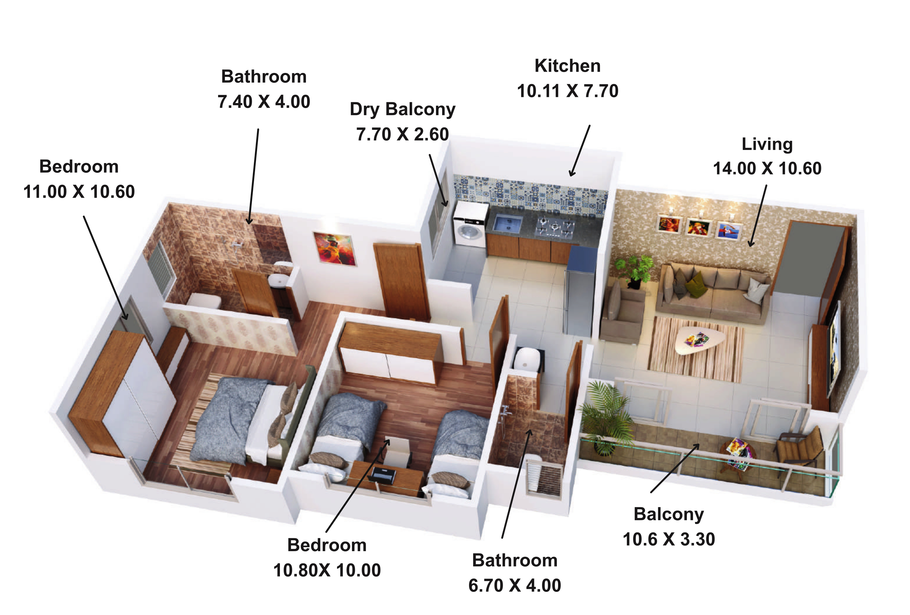 3DFloorPlan of Moraya Le Phoenix