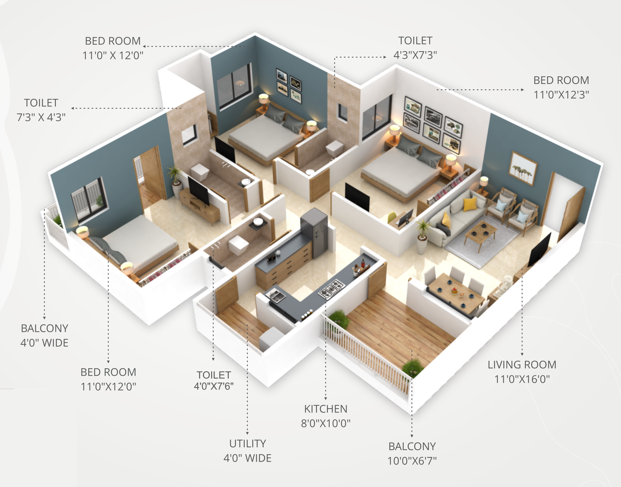 3DFloorPlan of Satyam Garden