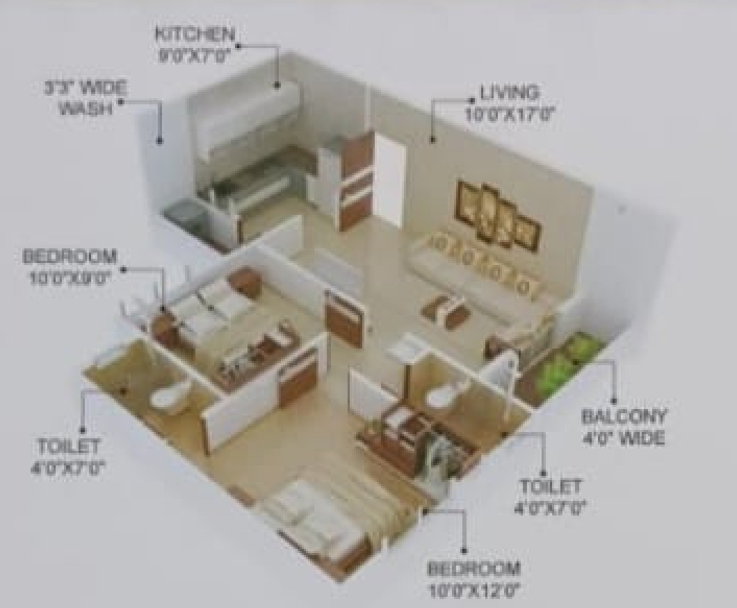 3DFloorPlan of Bharmal Gulmohar Greens