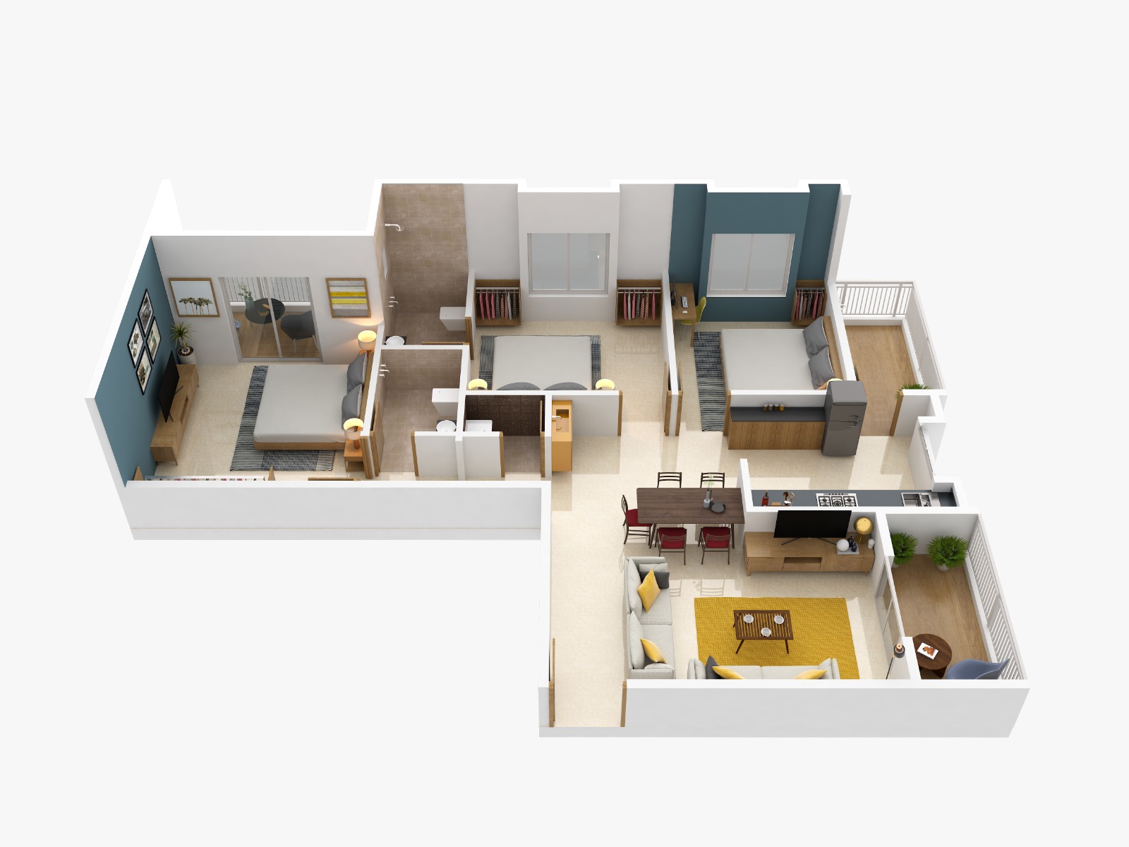 3DFloorPlan of 129 Riddhi Siddhi Heights