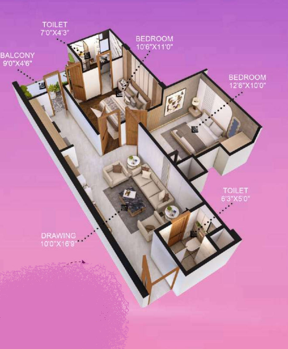 3DFloorPlan of Vihaan 107