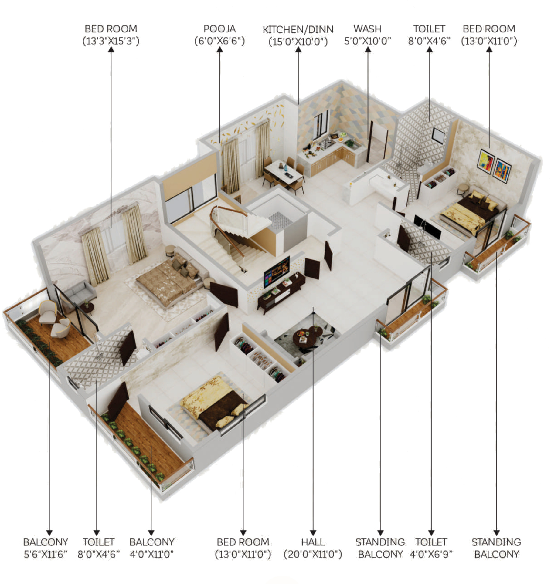 3DFloorPlan of Krishna Glory