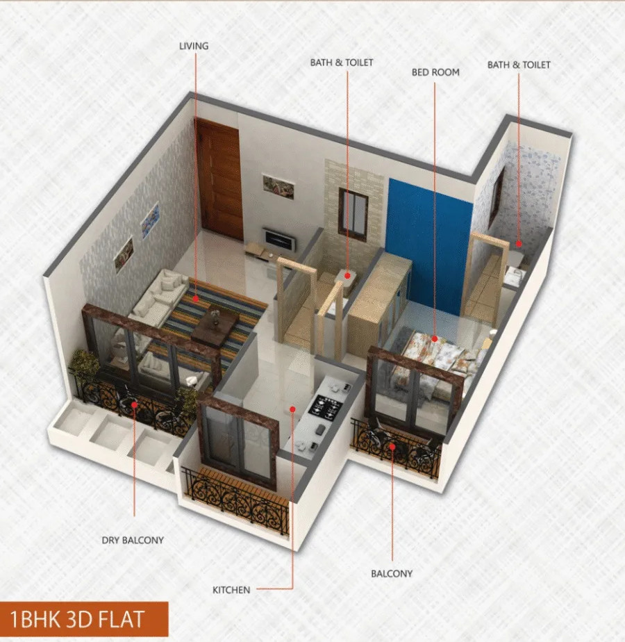 3DFloorPlan of Abhishek Shiv Shankar Residency