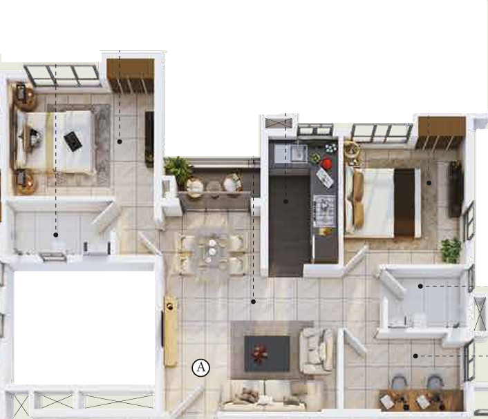 3DFloorPlan of Salarpuria Suncrest Estate Phase II