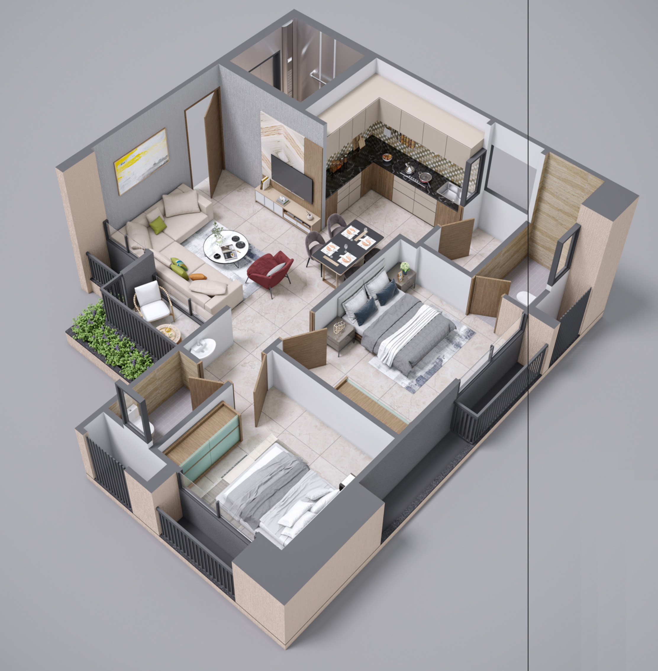 3DFloorPlan of Aksharth Elegance