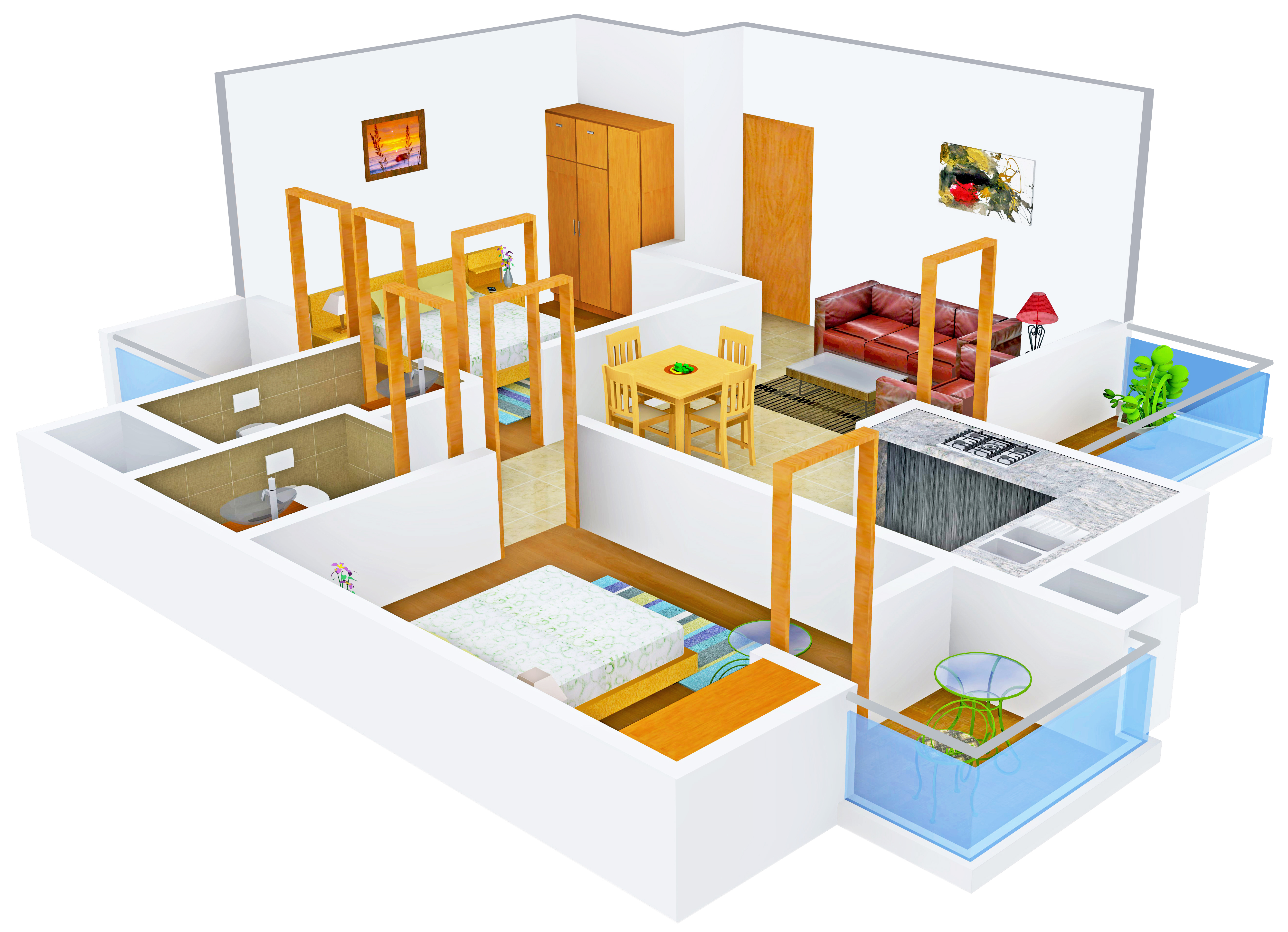 3DFloorPlan of Shubhkamna Tec Homes
