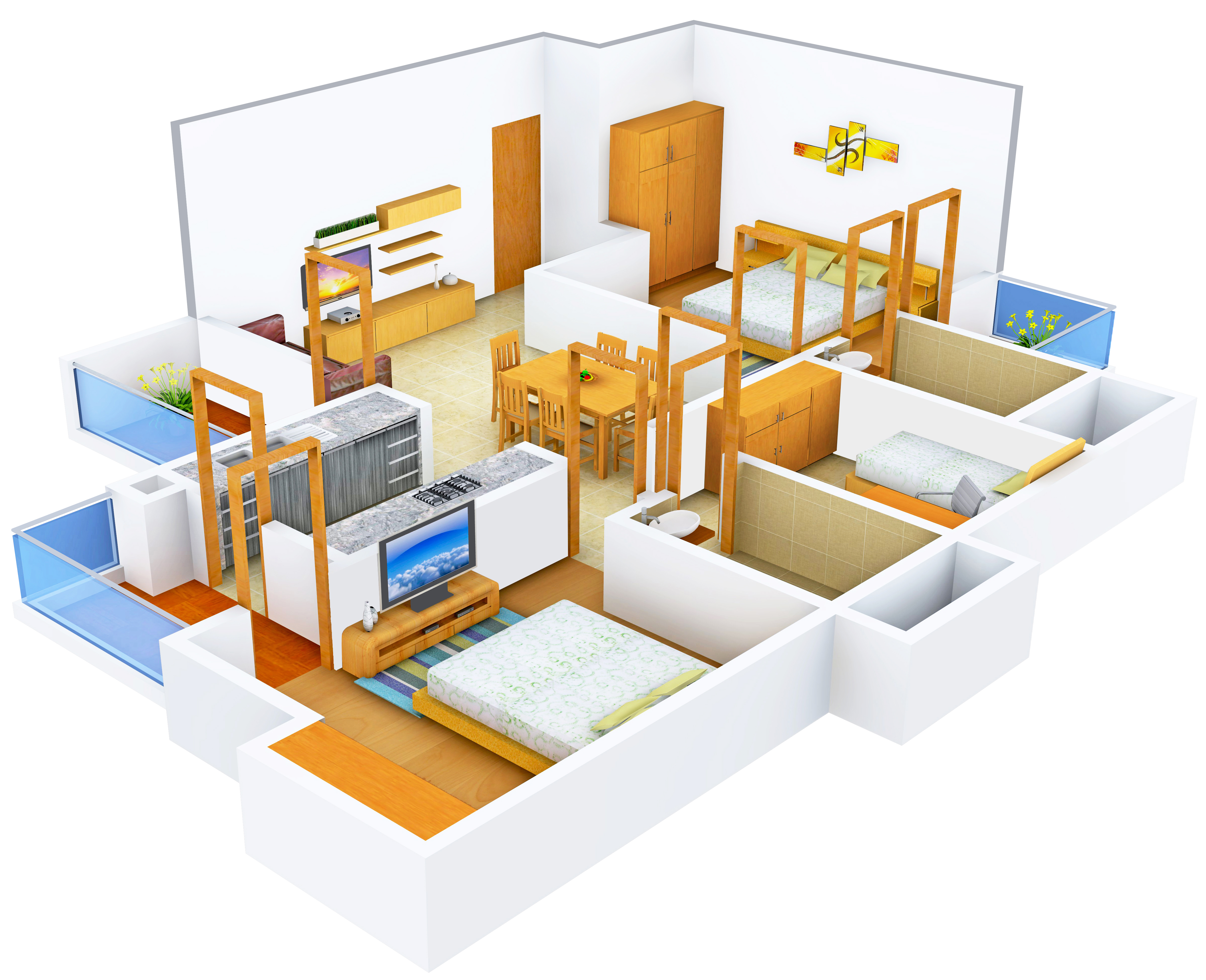 3DFloorPlan of Shubhkamna Tec Homes