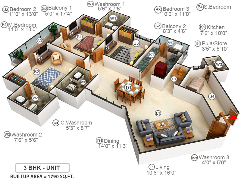 3DFloorPlan of Mapsko Royale Ville