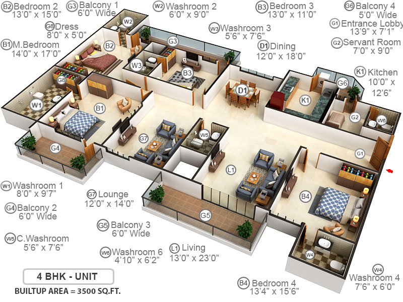 3DFloorPlan of Mapsko Royale Ville