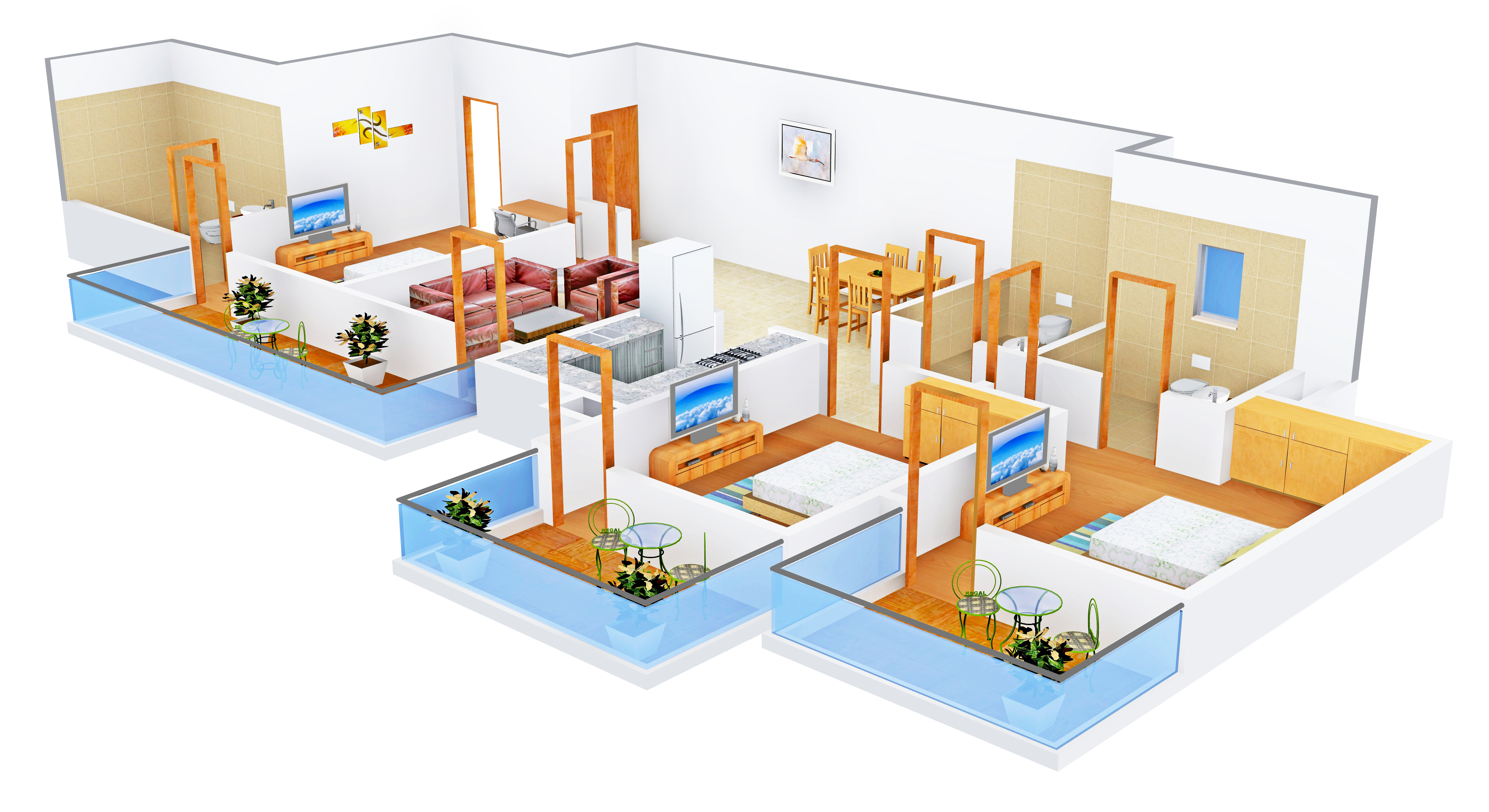 3DFloorPlan of Raheja Navodaya