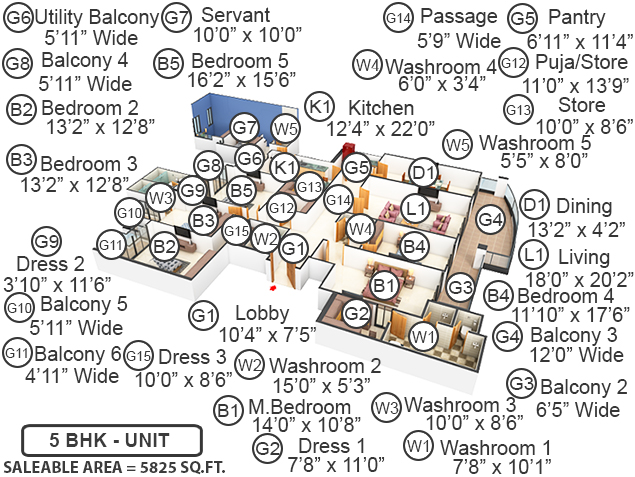 3DFloorPlan of DLF Magnolias