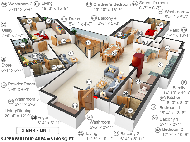 3DFloorPlan of Brigade Exotica