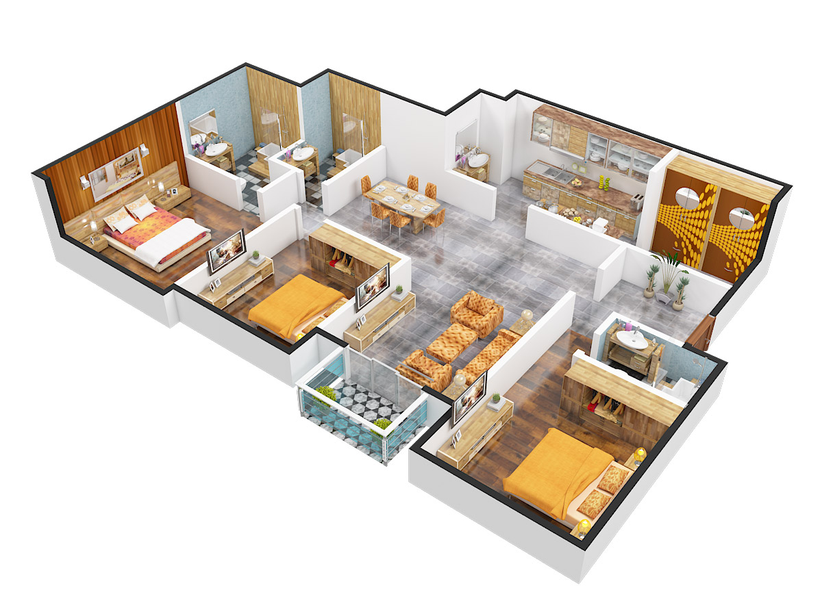3DFloorPlan of Adani The Meadows