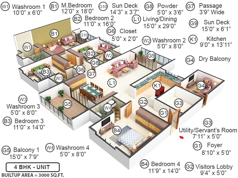 3DFloorPlan of Lodha Bellissimo