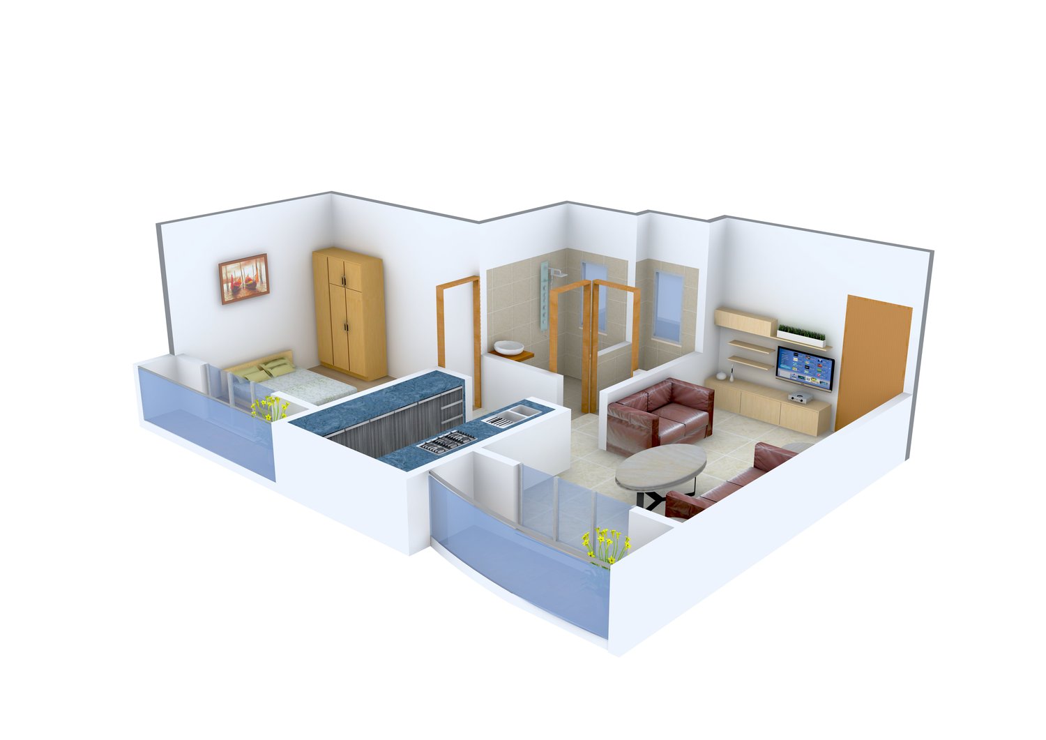 3DFloorPlan of SD Bhalerao Prity Park