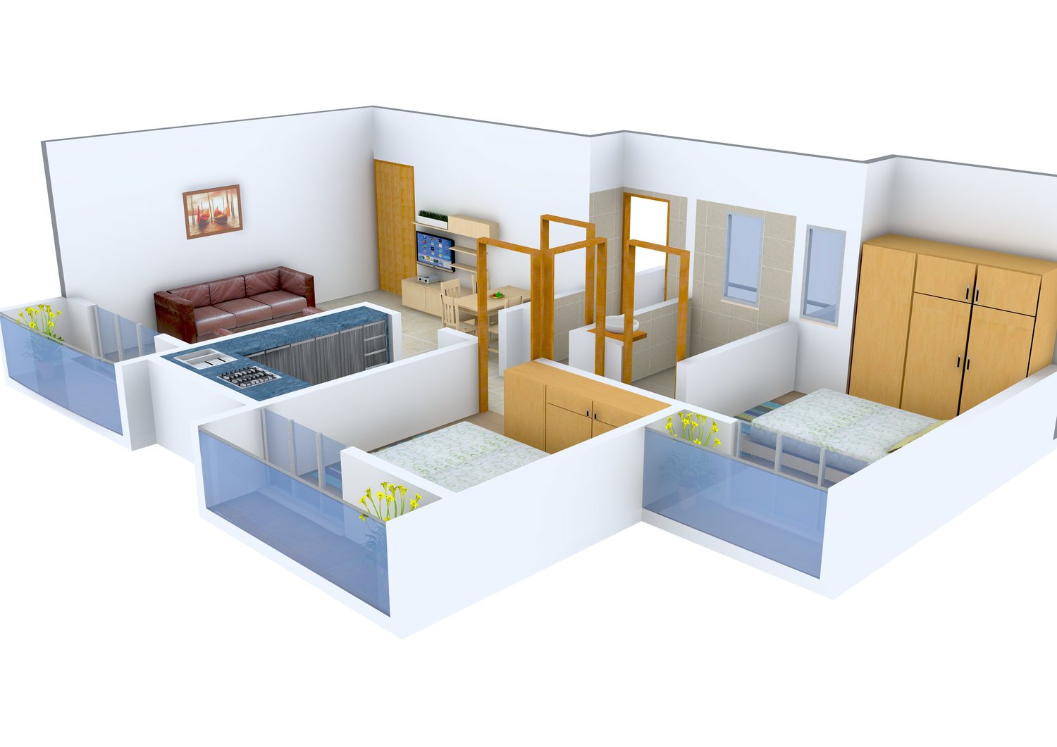 3DFloorPlan of SD Bhalerao Prity Park