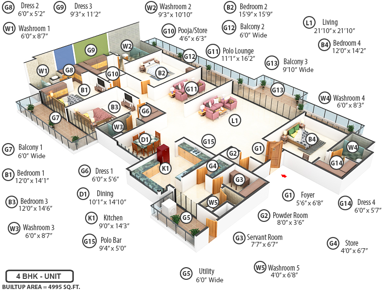 3DFloorPlan of M3M Polo Suites