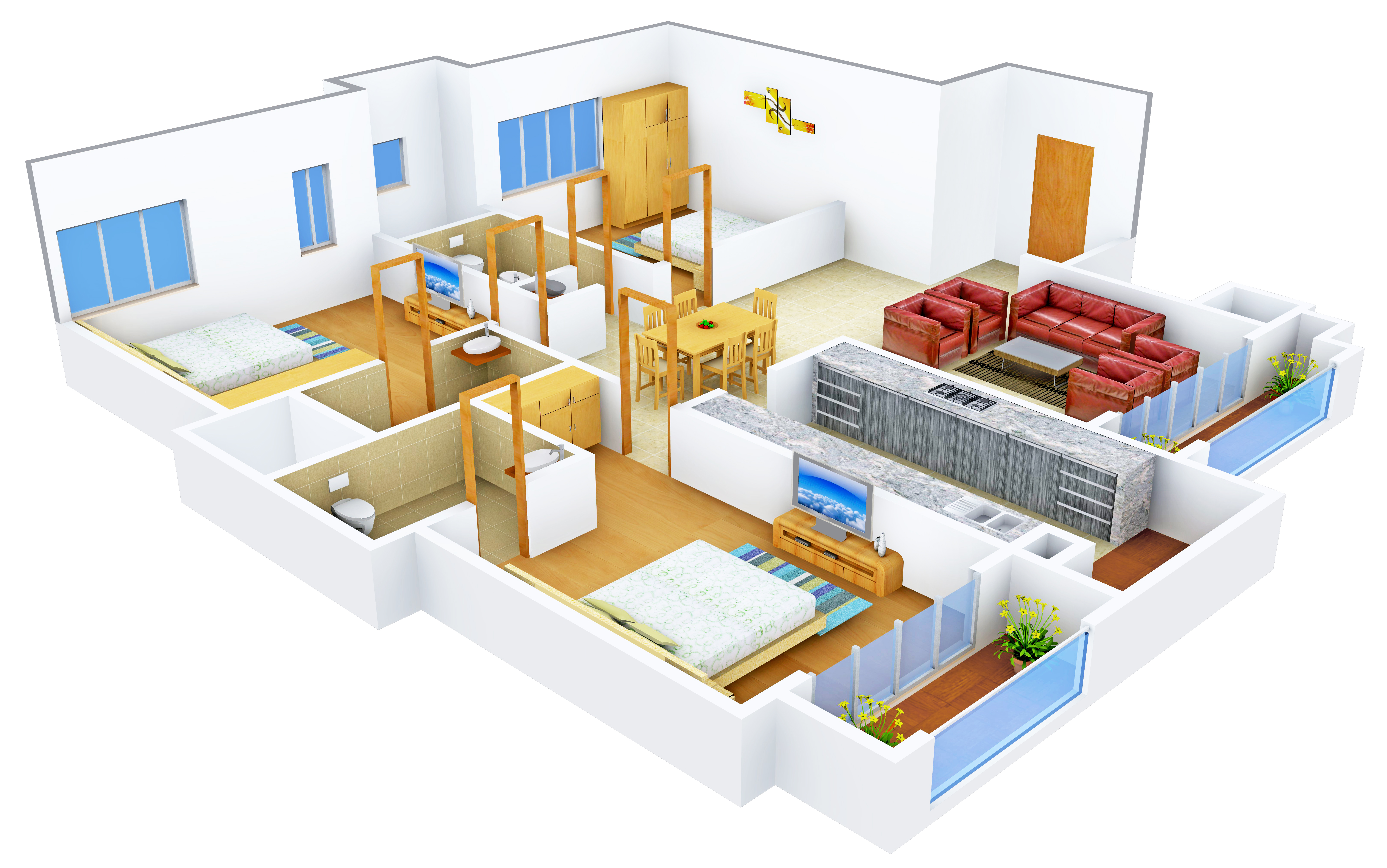 3DFloorPlan of Sattva Gold Summit