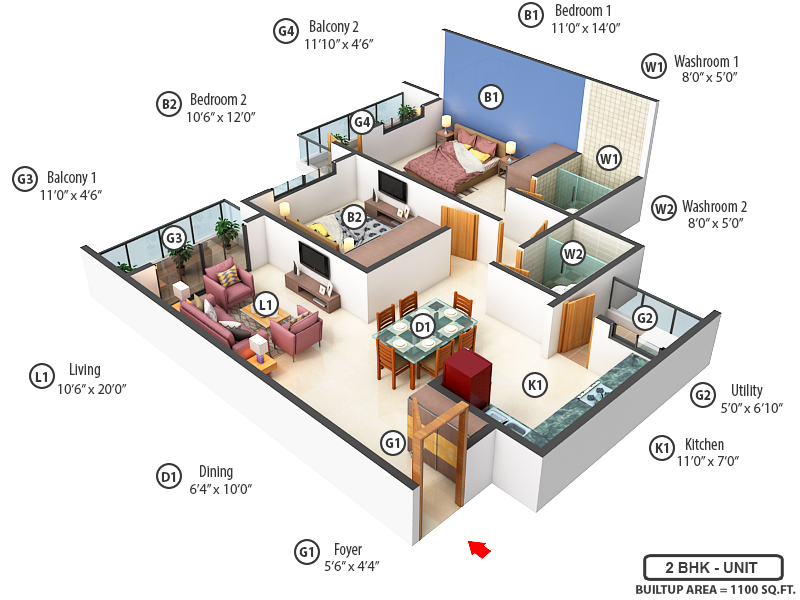 3DFloorPlan of Daadys Olive