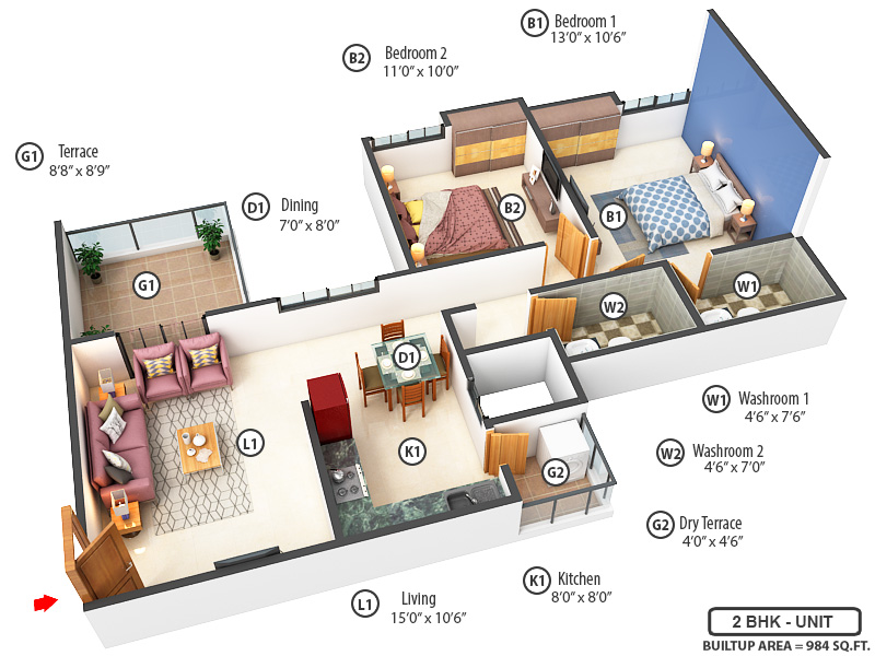 3DFloorPlan of Shreeyash Shree Woods
