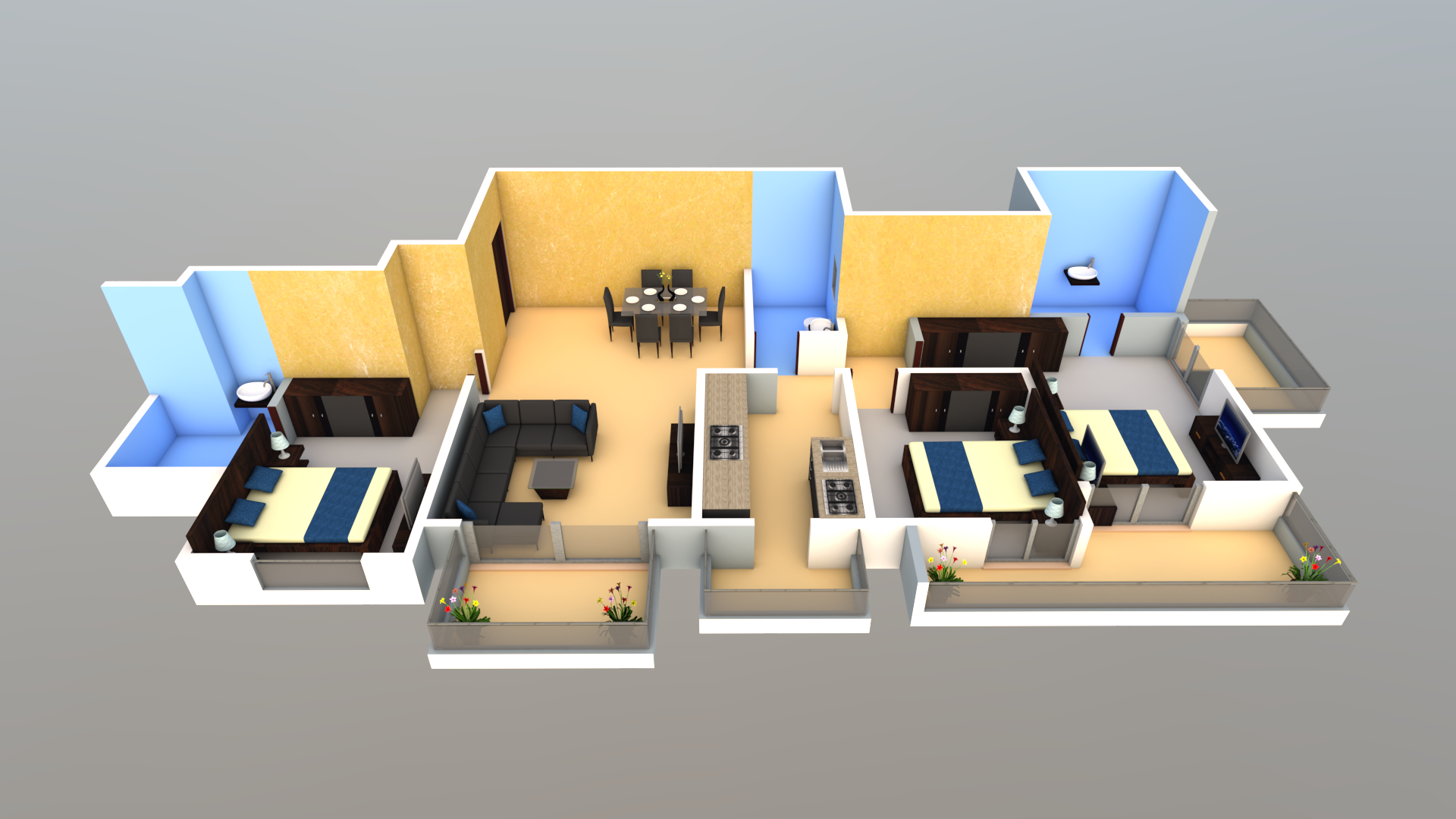 3DFloorPlan of DLF Regal Gardens Gurgaon