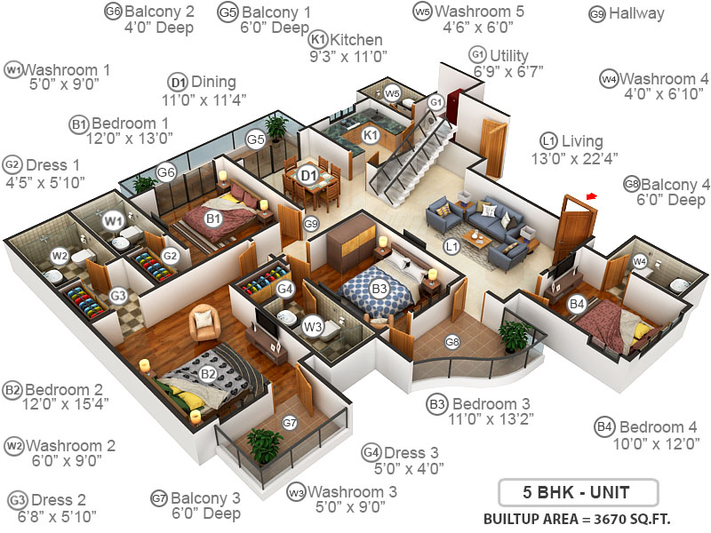 3DFloorPlan of Emaar Palm Terraces Select