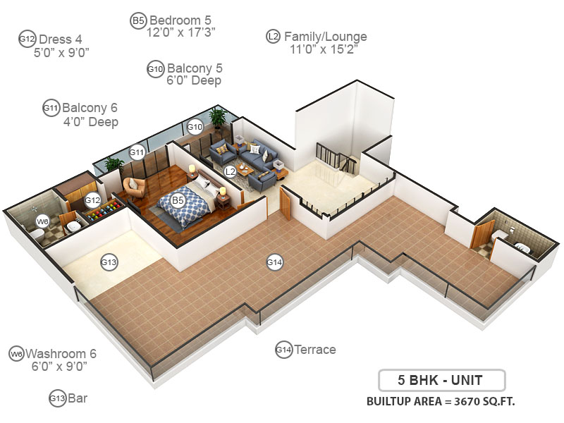 3DFloorPlan of Emaar Palm Terraces Select