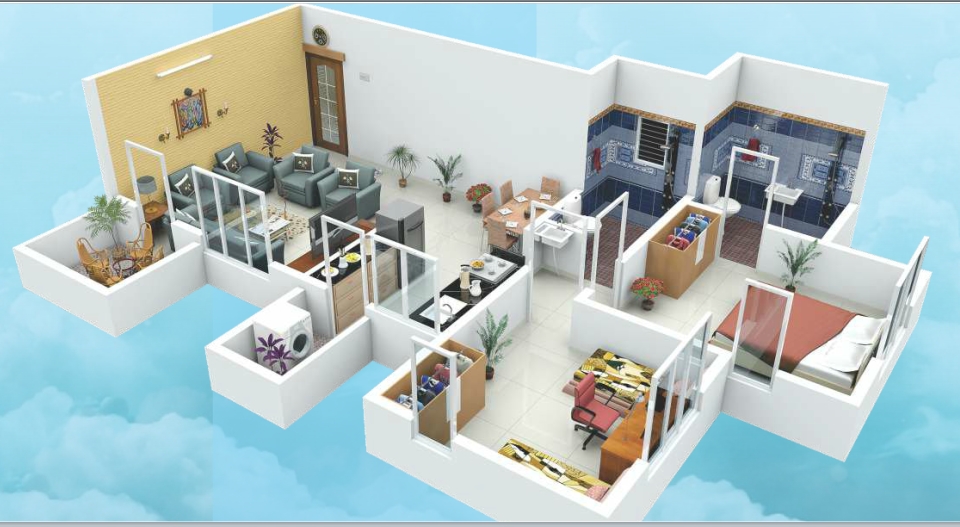3DFloorPlan of TCG Verve Residency