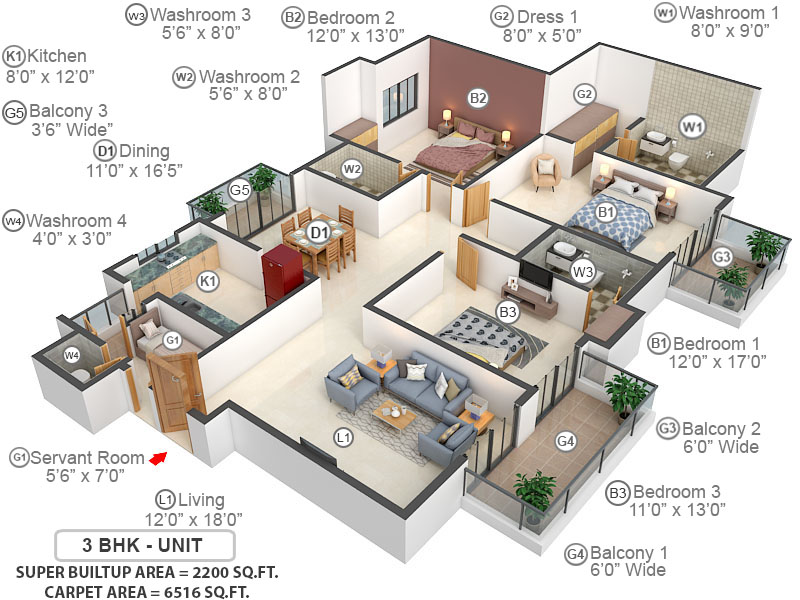 3DFloorPlan of Tulip Ace