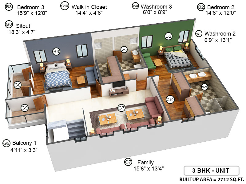 3DFloorPlan of True Blue Napa Valley