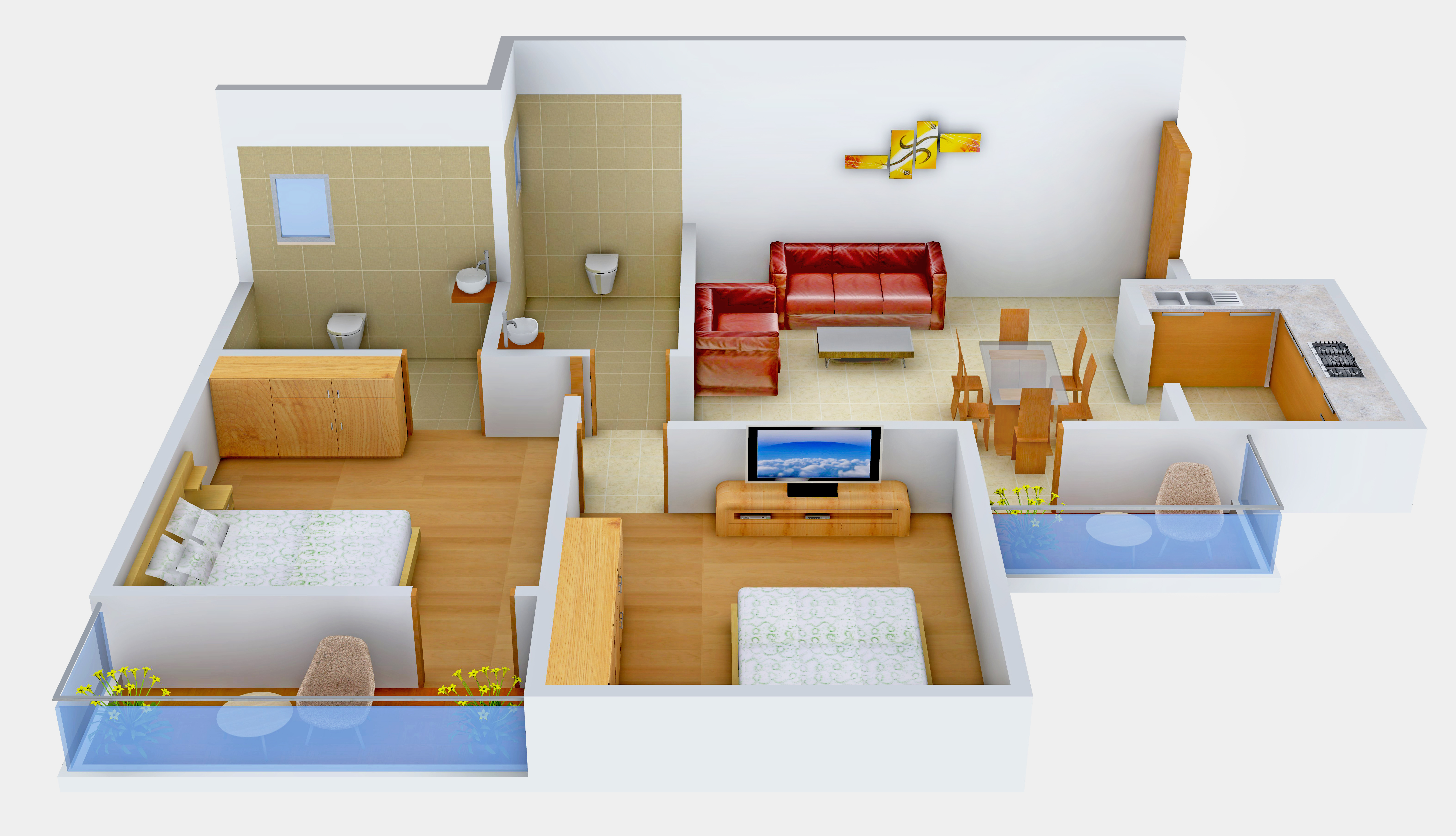 3DFloorPlan of Omaxe Panache Homes Galaxy