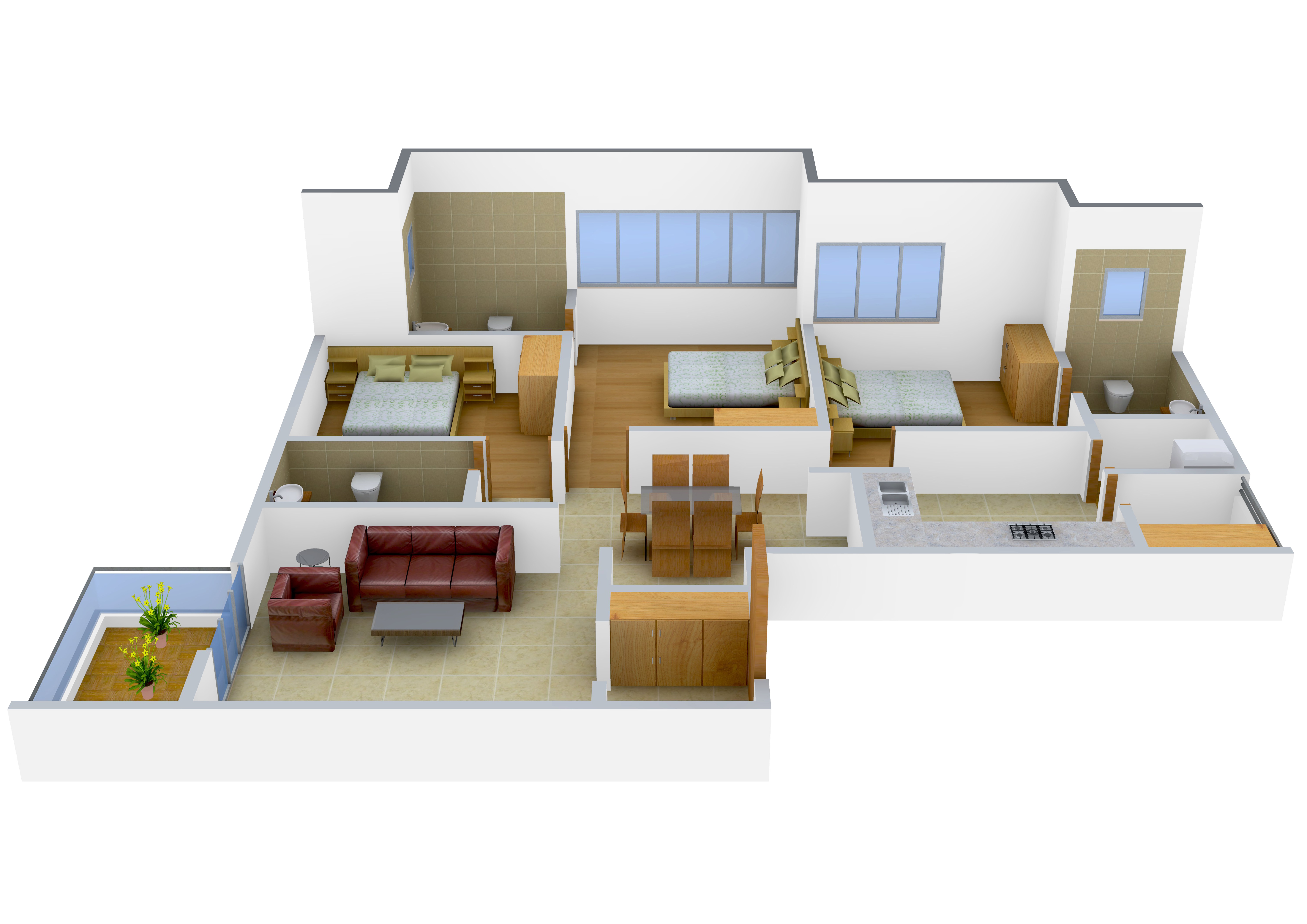 3DFloorPlan of Shreem Gini Lake Gardenz