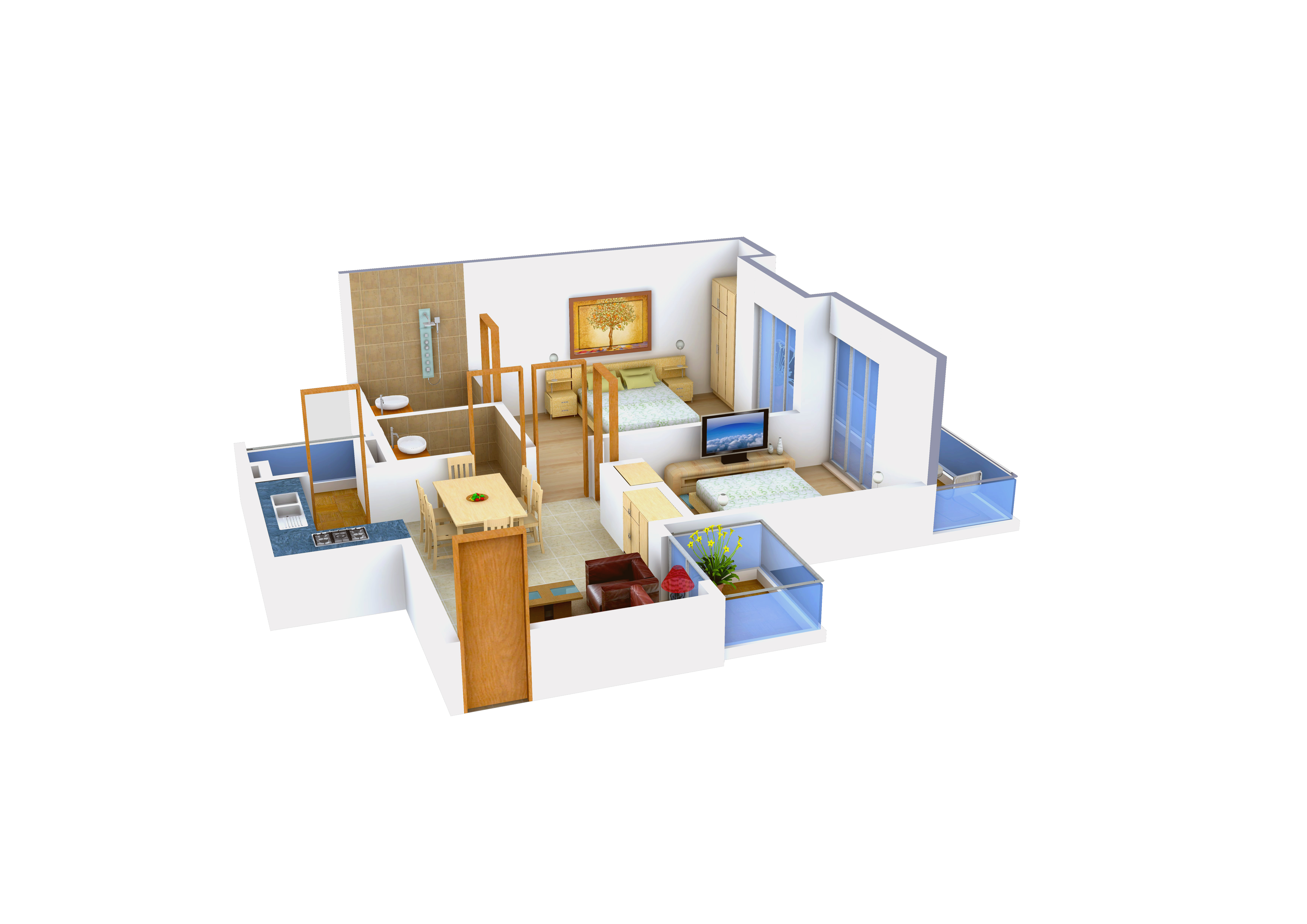 3DFloorPlan of SKB Developers Ghaziabad Gold Coast