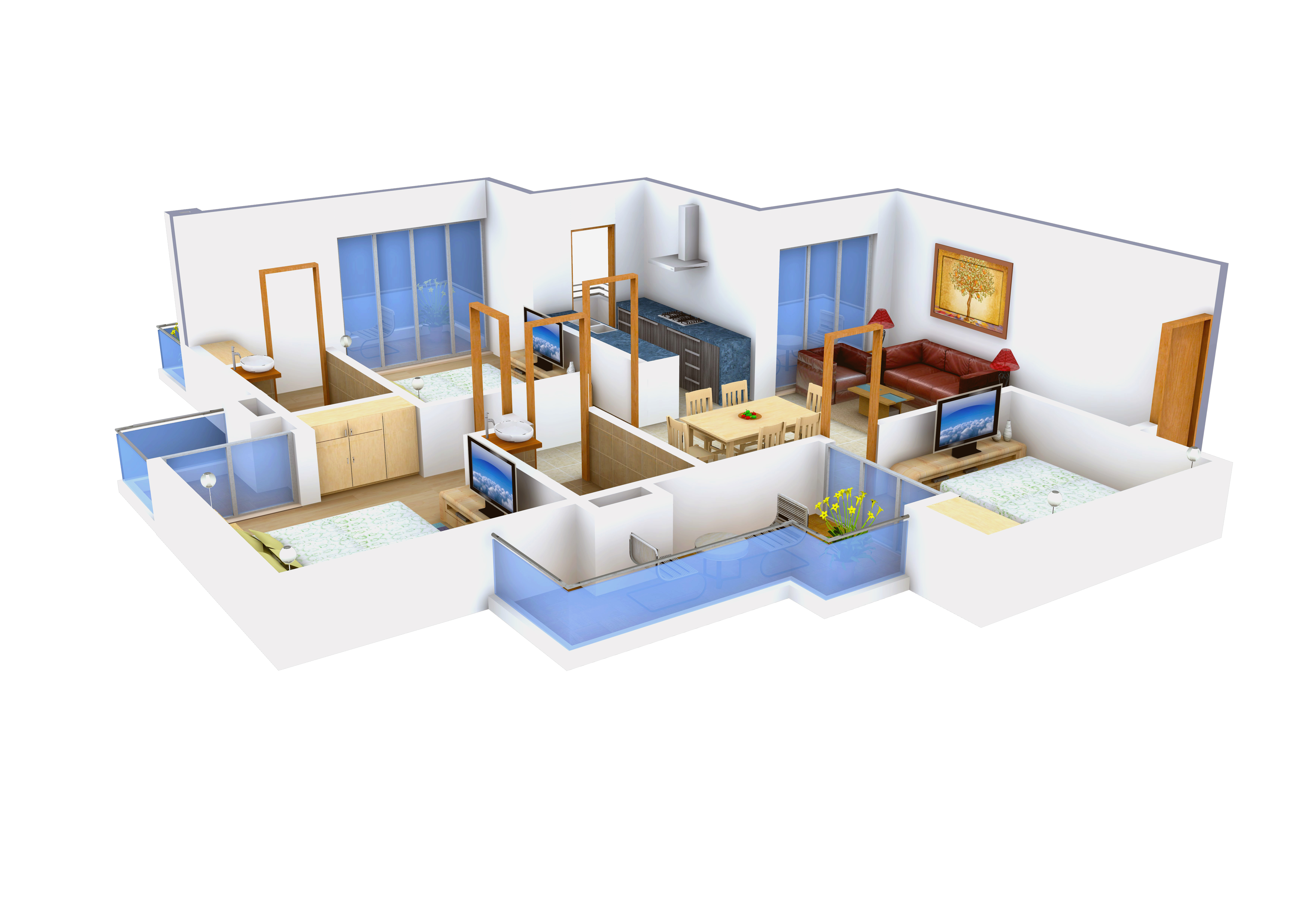 3DFloorPlan of SKB Developers Ghaziabad Gold Coast