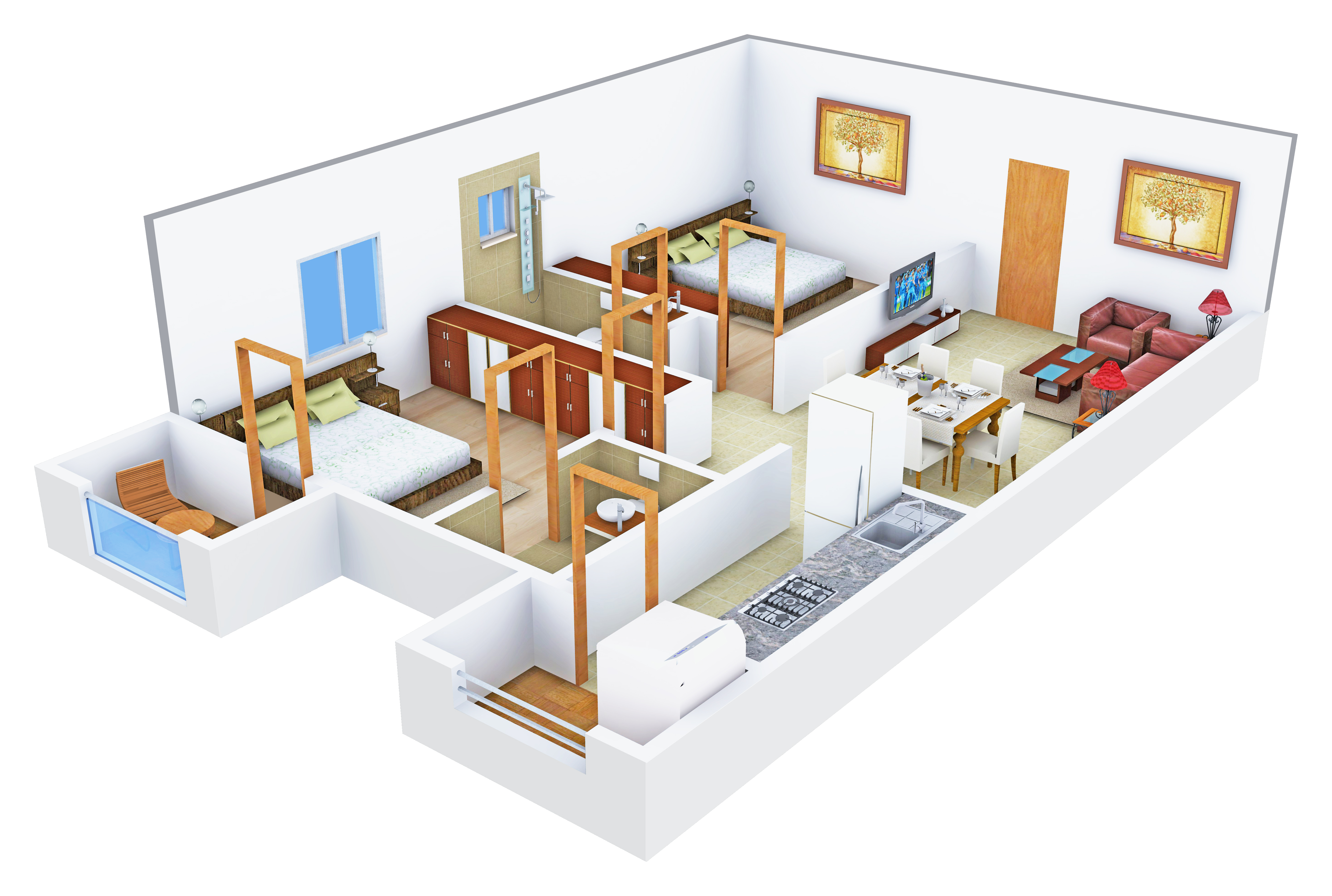 3DFloorPlan of Modi Greenwood Residency
