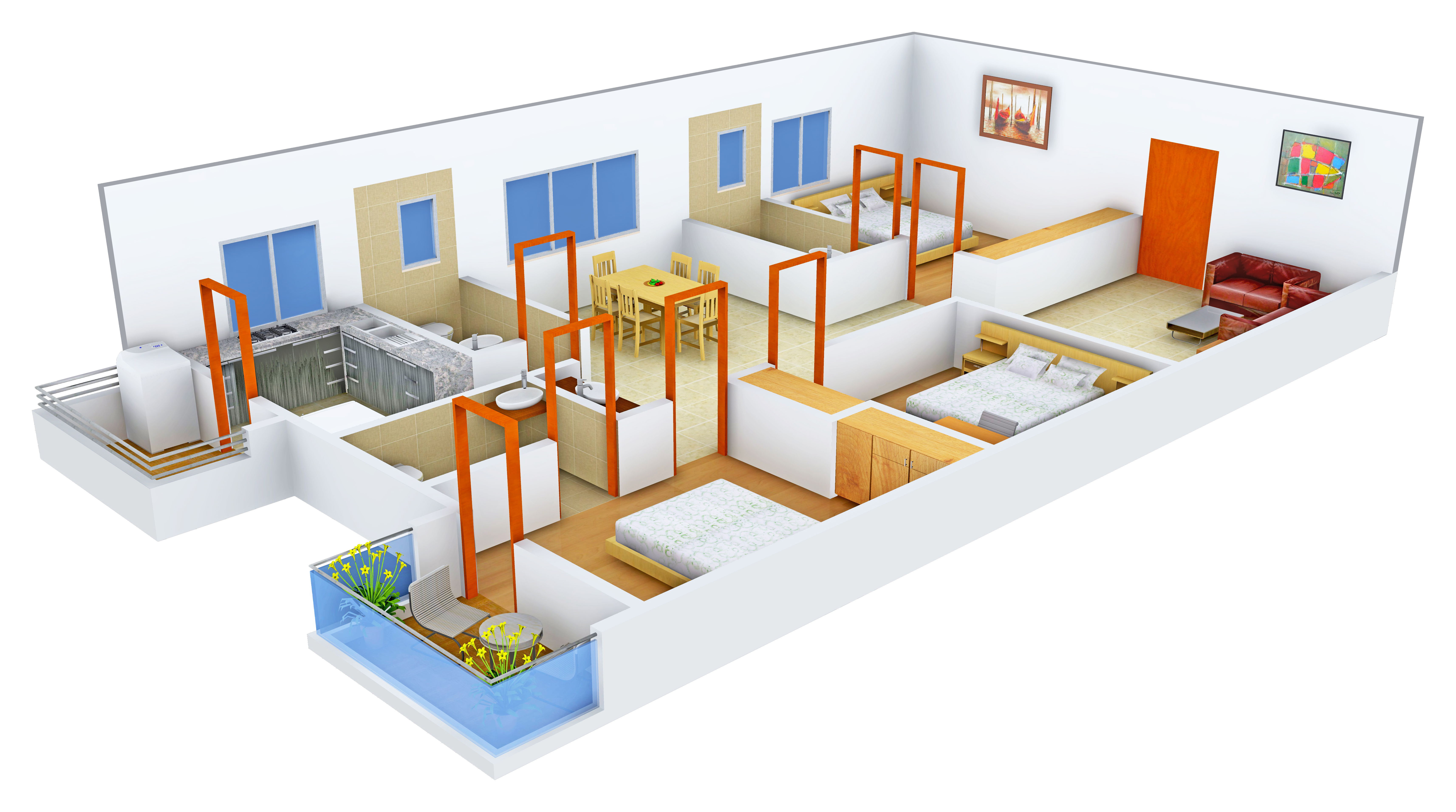 3DFloorPlan of Modi Greenwood Residency