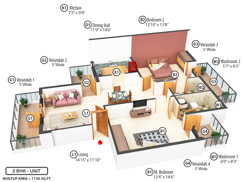 3DFloorPlan of SS The Lilac