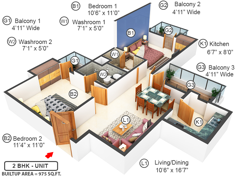 3DFloorPlan of Amrapali Verona Heights