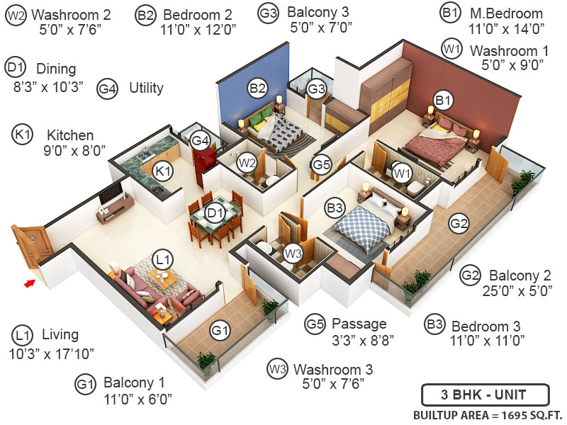 3DFloorPlan of Ramprastha Primera