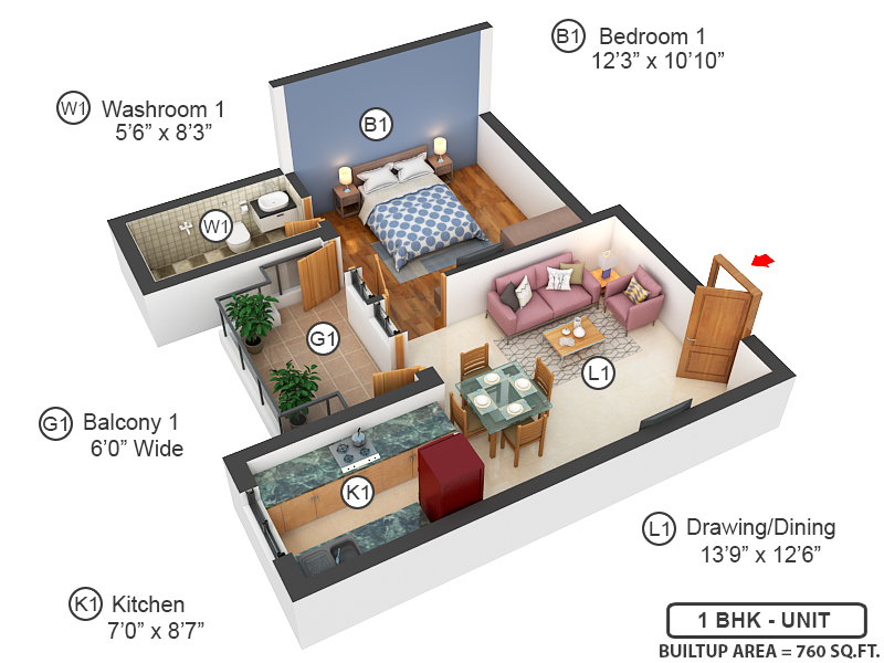 3DFloorPlan of Raheja Oma