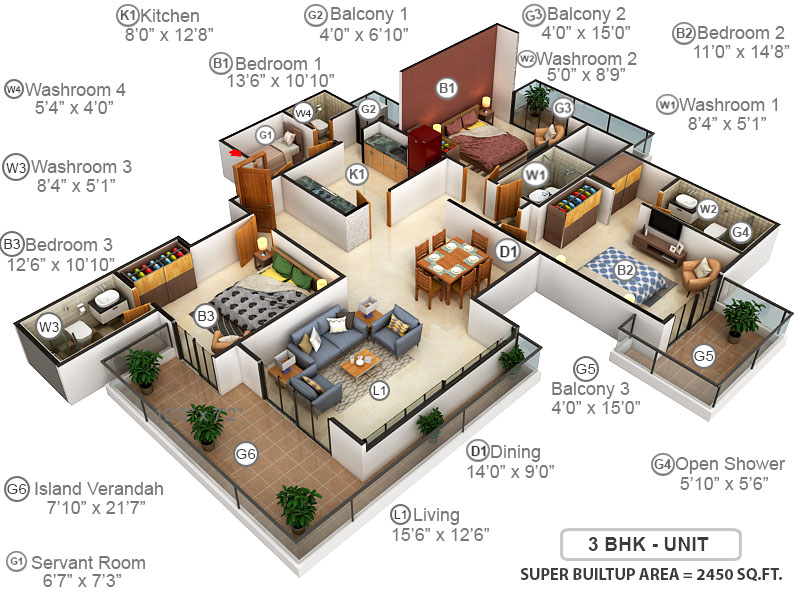 3DFloorPlan of Puri Emerald Bay