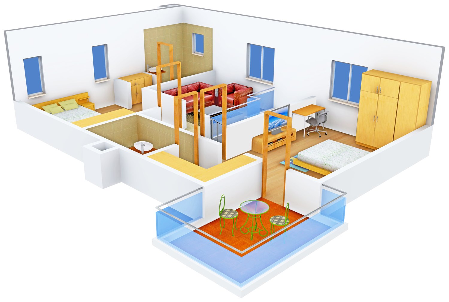 3DFloorPlan of Abhaya Lake Shore Villas