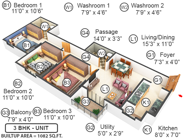 3DFloorPlan of Provident Sunworth City