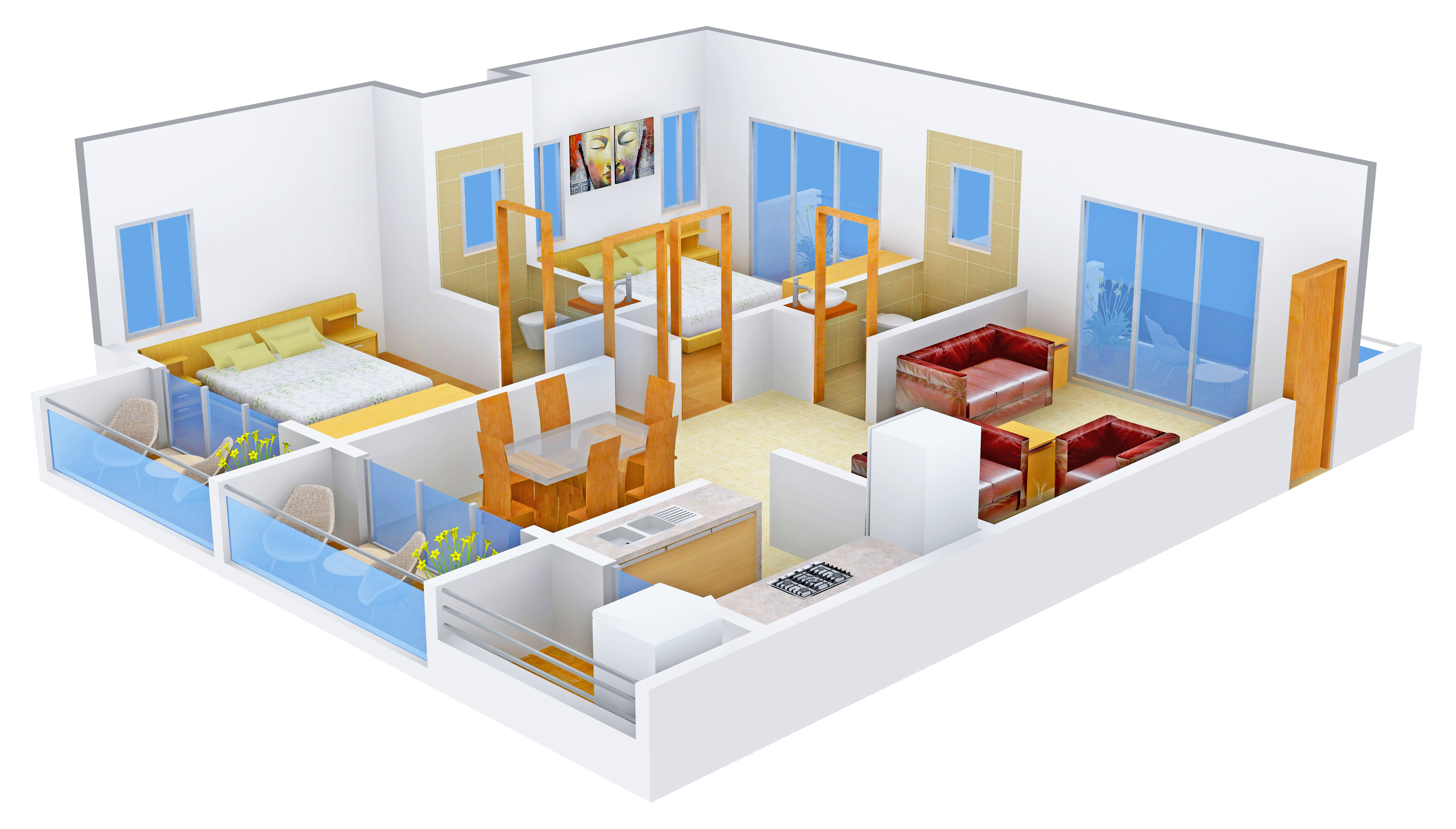 3DFloorPlan of Chowriappa Constellation