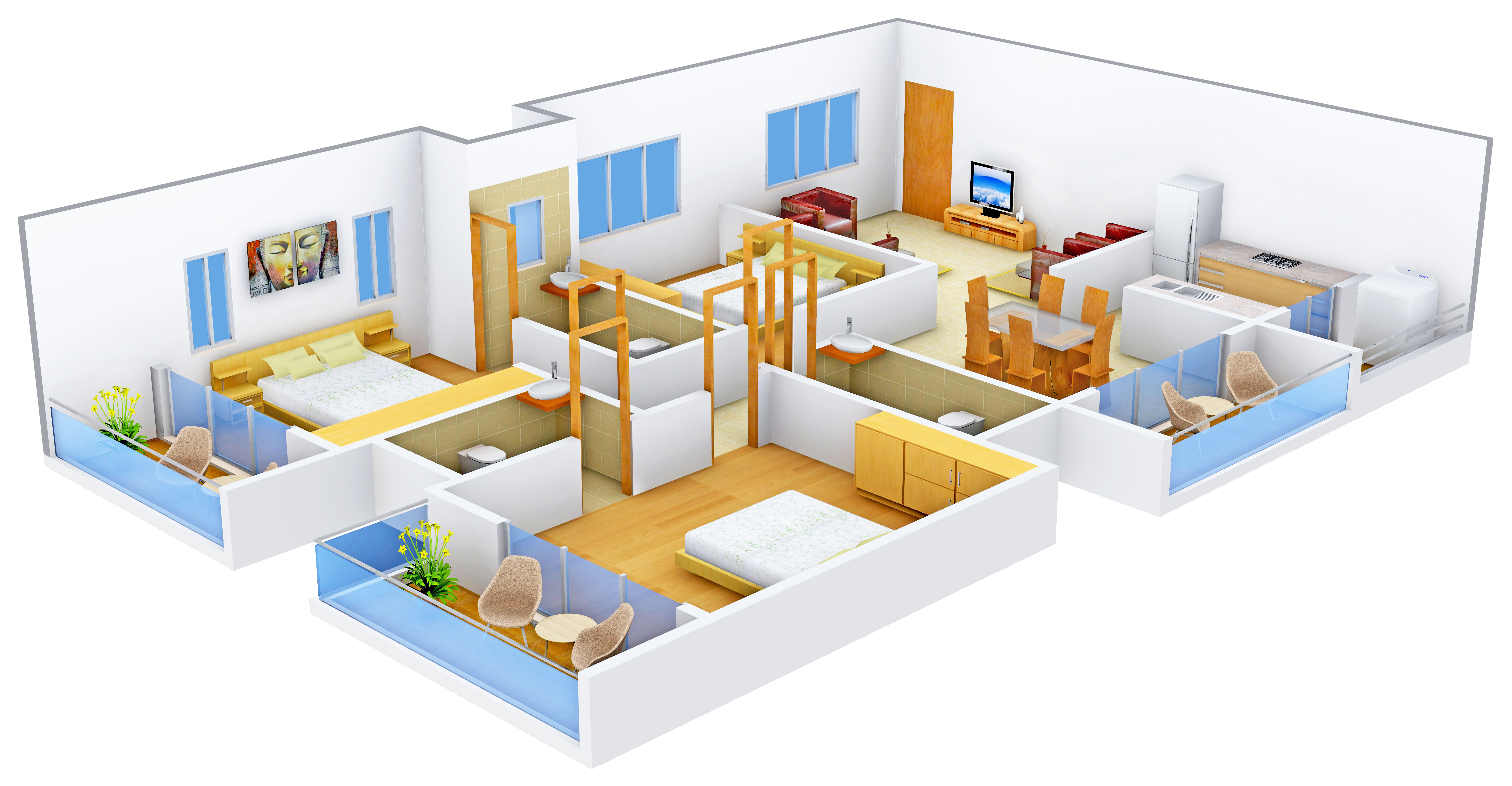 3DFloorPlan of Chowriappa Constellation
