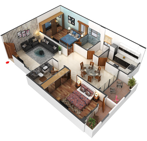3DFloorPlan of Ambara Shree Krishna