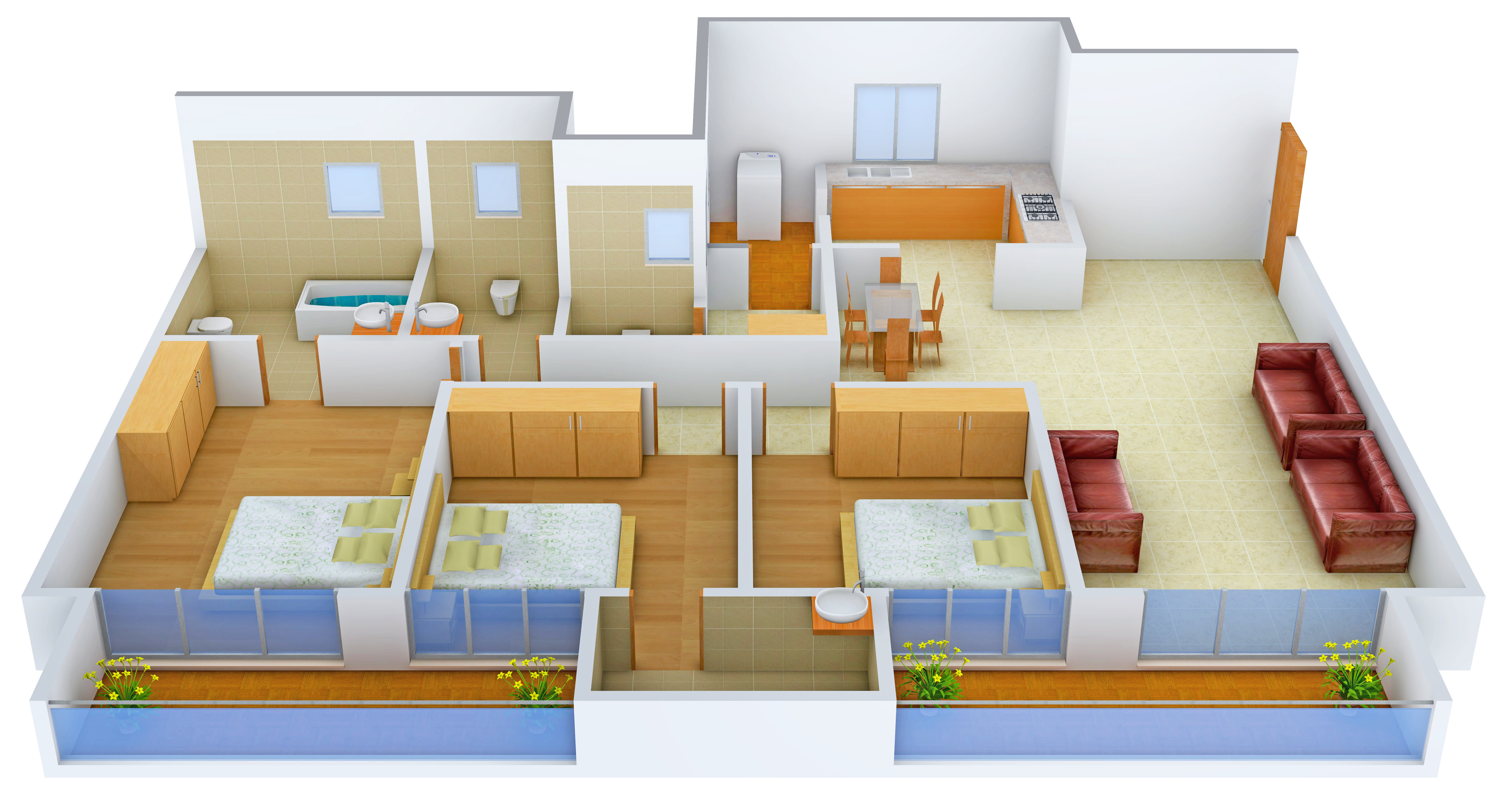 3DFloorPlan of Hiranandani Cypress